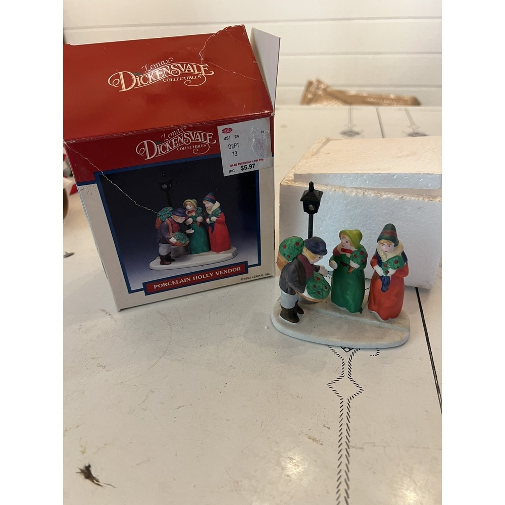 Lemax Dickensvale Holly Vendor 1993 Porcelain Christmas Village